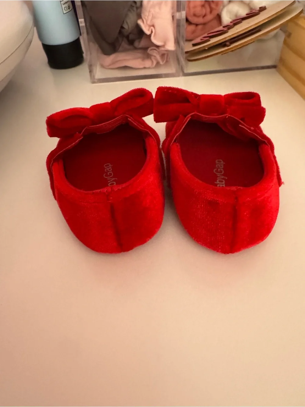 GAP Red Velvet Mary Jane Shoes with Bow